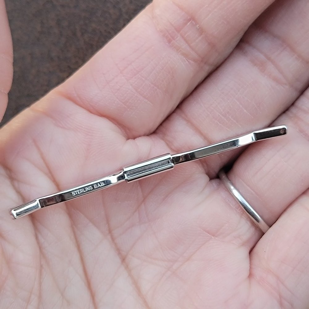 Solid 925 Sterling Silver Double Sided Tie Clip T… - image 1